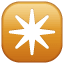 Emoji de una estrella con fondo naranja U+2734
