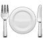 Emoji tenedor y cuchillo con plato U+1F37D